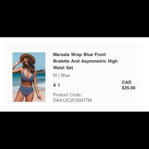 Marsala Wrap Blue Front Bralette and Asymmetric High Waist set